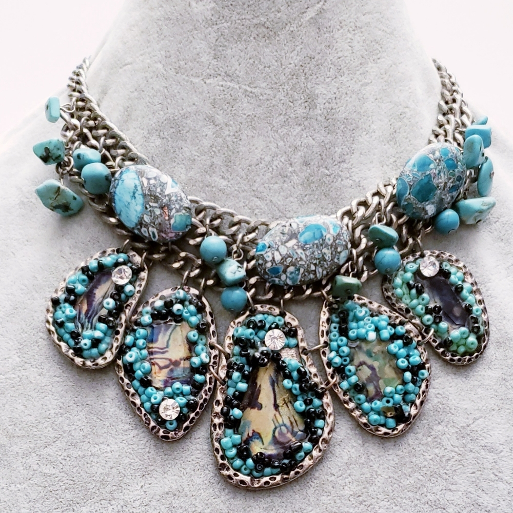 Trendy Fashion Turquoise Bib Necklace